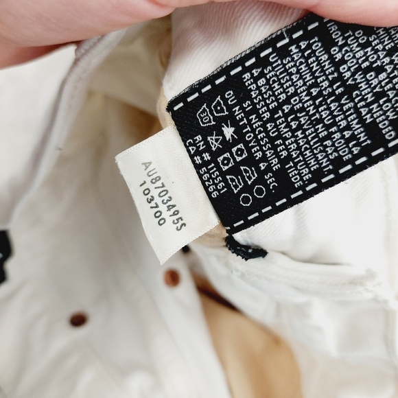 7 for All Mankind Asymetric Straight Leg White Mid Waist Jeans P4959 - Picture 12 of 14